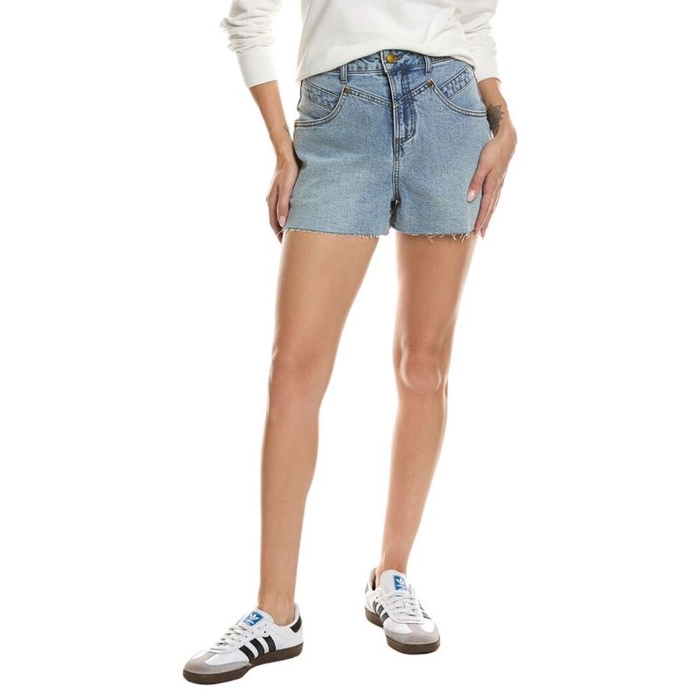 Avec Les Filles Womens Distressed Denim Short, Blue